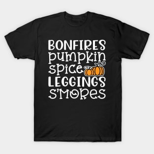 Bonfires Pumpkin Spice Leggings S'mores Halloween Fall Autumn Cute T-Shirt